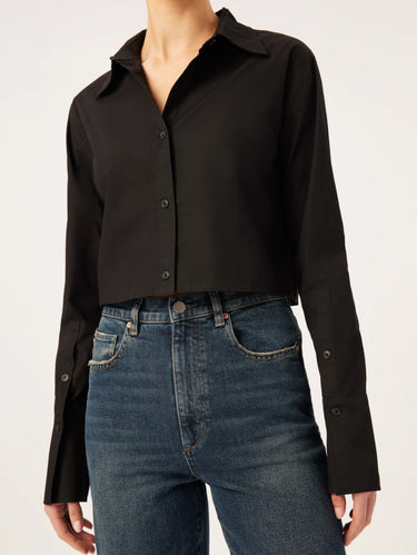 DL1961 Lisette Cropped Shirt in Black - Estilo Boutique