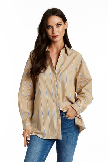 Drew Gia Shirt in Khaki - Estilo Boutique