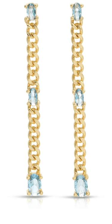 Eight Five One Nina Chain Earrings in Blue CZ - Estilo Boutique