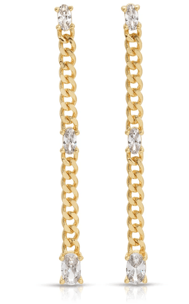 Eight Five One Nina Chain Earrings in Clear CZ - Estilo Boutique