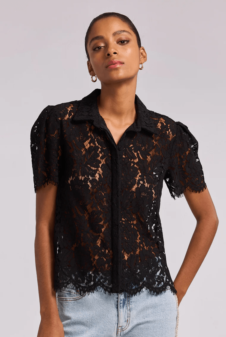 Generation Love Murphy Lace Shirt in Black - Estilo Boutique