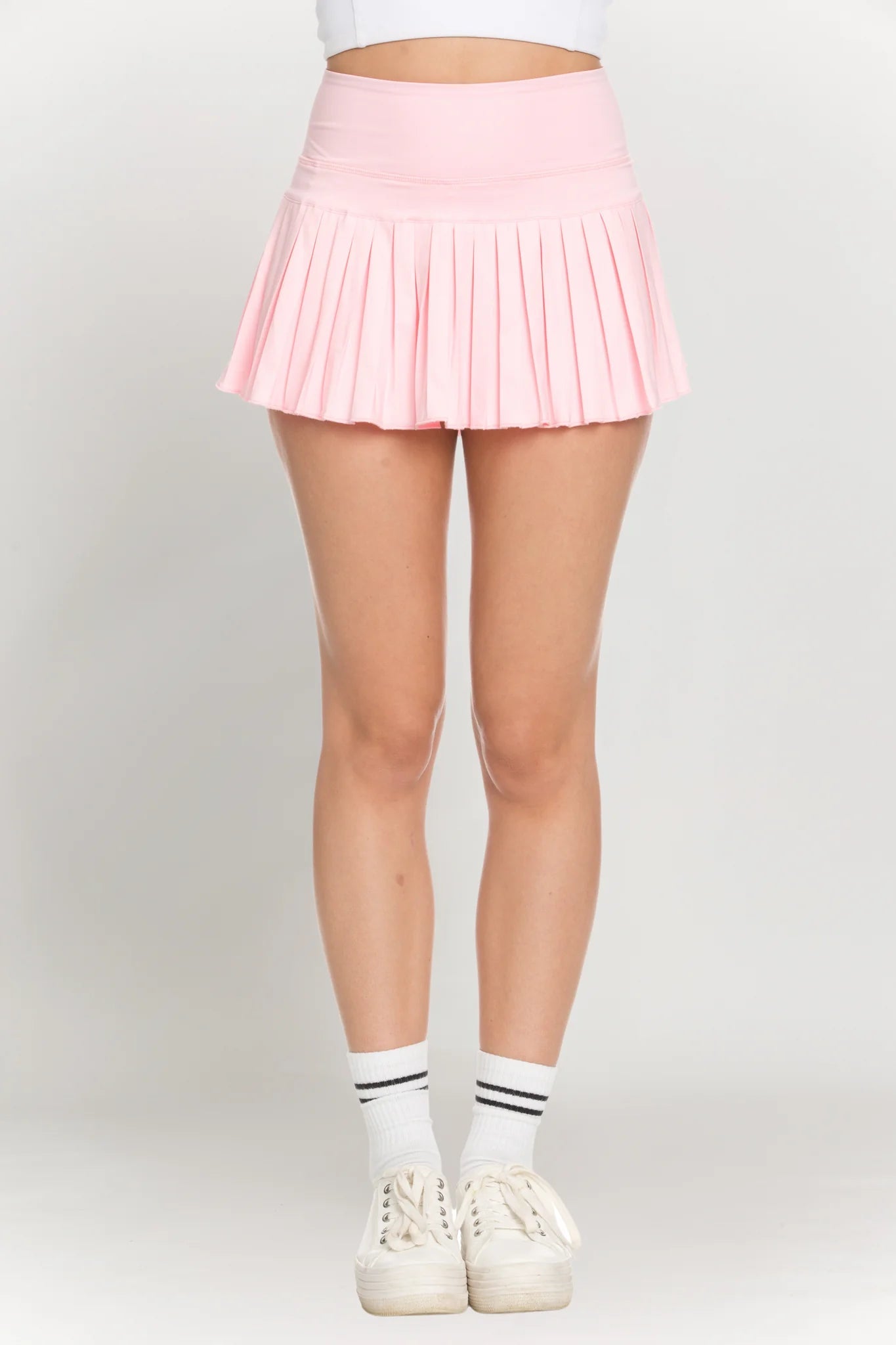 Gold Hinge Pleated Tennis Skirt in Baby Pink - Estilo Boutique