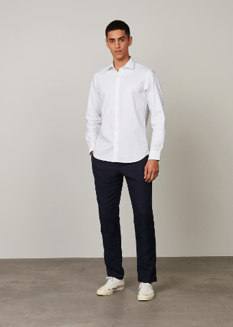 Hartford Slim -Fit Cotton "Pique" Sammy Shirt in White - Estilo Boutique