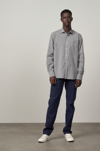 Hartford Twill Paul Shirt in Grey Green - Estilo Boutique