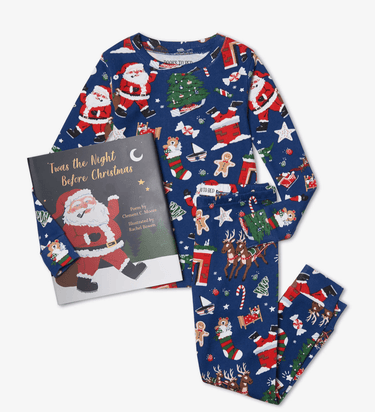 Hatley Twas The Night Before Christmas PJ & Book Set in Navy - Estilo Boutique