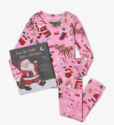 Hatley Twas The Night Before Christmas PJ & Book Set in Pink - Estilo Boutique