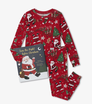 Hatley Twas The Night Before Christmas PJ & Book Set in Red - Estilo Boutique
