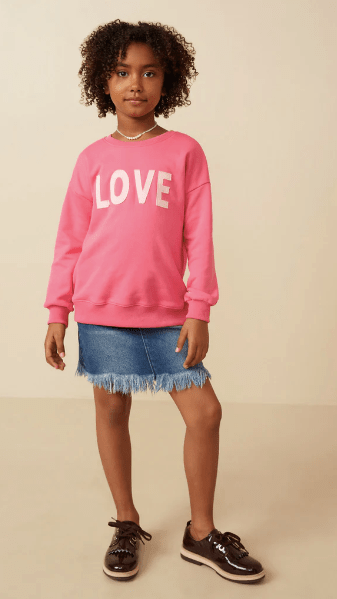 Hayden Girls Love Patched Sweatshirt in Pink - Estilo Boutique