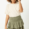 Hayden Girls Smocked Ruffle Tiered Mini Skirt in Olive - Estilo Boutique