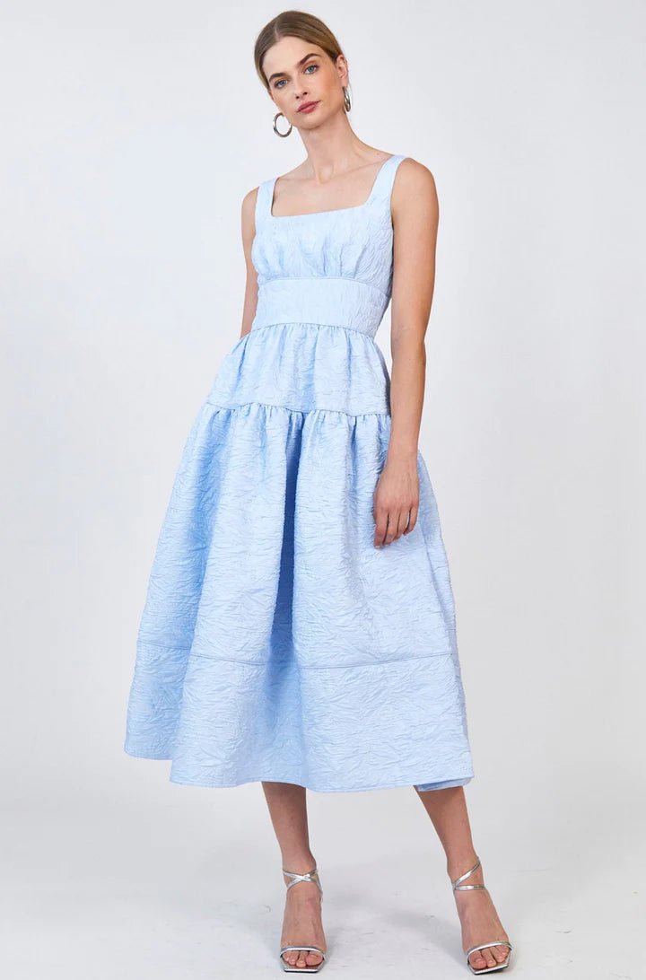 Hunter Bell Mara Dress in Sky Blue Jacquard - Estilo Boutique 0 / Sky Blue Jacquard Hunter Bell Mara Dress in Sky Blue Jacquard - Estilo Boutique 0 / Sky Blue Jacquard