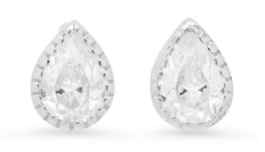 Jen Hansen Crystal Droplet Studs in Silver - Estilo Boutique