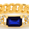 Jen Hansen Cuban Link Blue Sapphire and Diamond Ring - Estilo Boutique