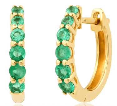 Jen Hansen Precious Emerald Huggies 14k Gold - Estilo Boutique