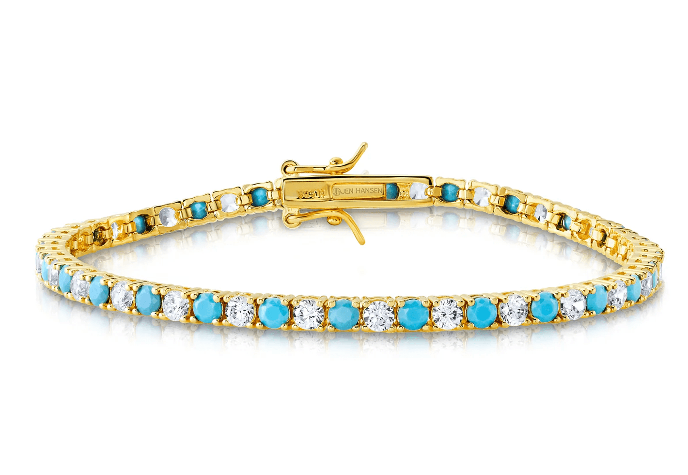 Jen Hansen Tennis Bracelet in Turquoise and Clear - Estilo Boutique