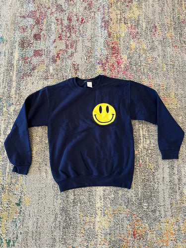 JET Happy Face Crewneck in Navy - Estilo Boutique