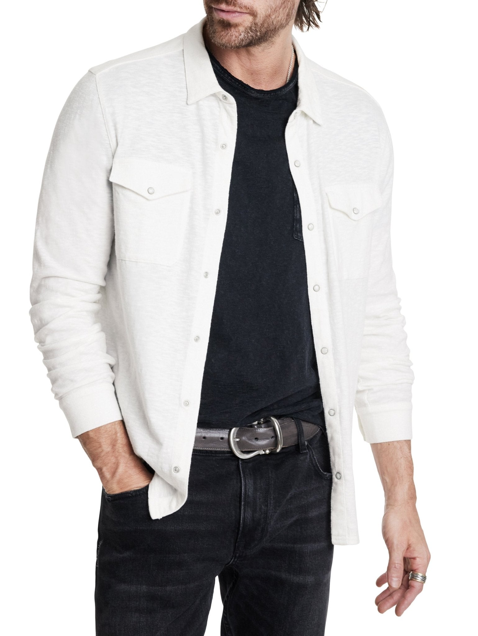 John Varvatos Arvon Western Shirt in White - Estilo Boutique