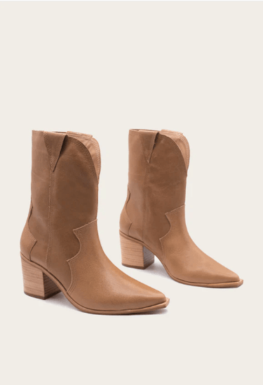 Kaanas Petra Cowboy Bootie in Nutmeg - Estilo Boutique
