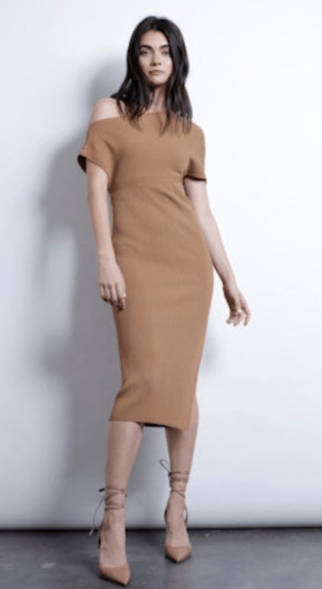 Karina Grimaldi Amber Knit Midi Dress in Camel - Estilo Boutique