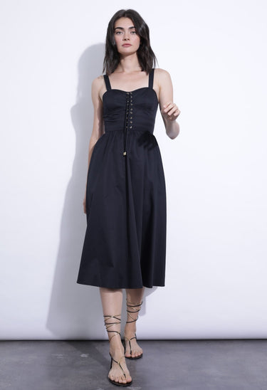 Karina Grimaldi Brigitte Midi Dress in Black - Estilo Boutique