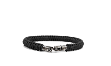 Kenton Michael Braided Nylon Sterling Lobster Clasp in Black - Estilo Boutique