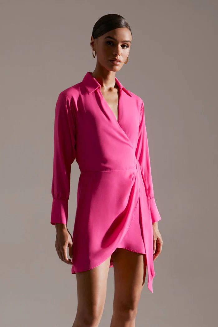 Krisa Collared Wrap Dress in Amp - Estilo Boutique