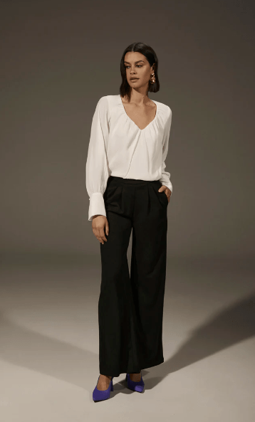 Krisa Cuffed Blouse in Cream - Estilo Boutique