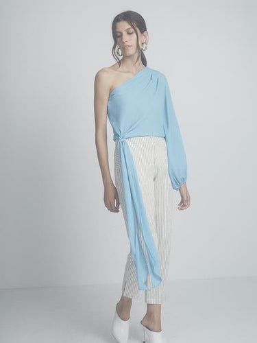 Krisa One Shoulder Tie Top - Estilo Boutique