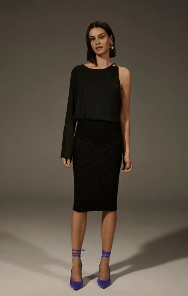 Krisa One Sleeve Infiniti Blouse in Black - Estilo Boutique