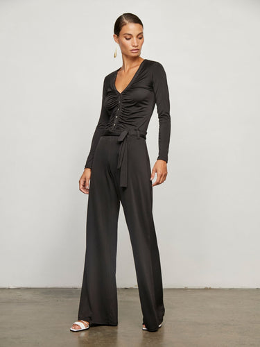 Krisa Paperbag Wide Leg Pants in Black - Estilo Boutique