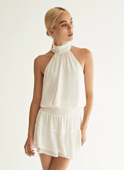 Krisa Ruffle Skirt in Cream - Estilo Boutique