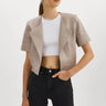 Lamarque Daria Cropped Leather Jacket in Stone - Estilo Boutique