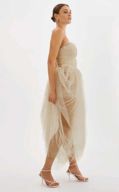 Lamarque Pixie Tulle Dress in Light Beige - Estilo Boutique