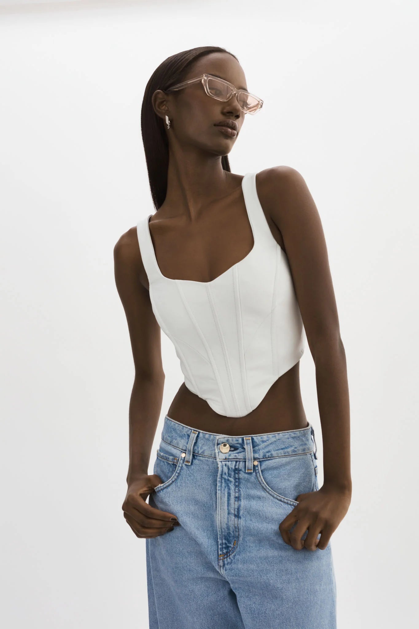 Lamarque Tabia Leather Corset Top in White – Estilo Boutique