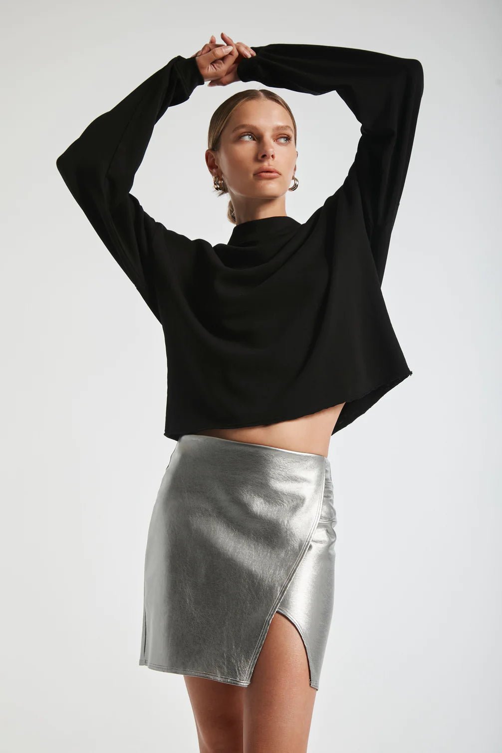 Lanston Metallic Mini Skirt in Silver - Estilo Boutique