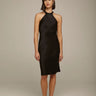 Lanston Satin Bias Halter Dress in Black - Estilo Boutique