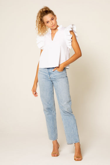 Lavender Brown Sophia Top in White - Estilo Boutique