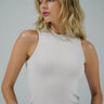 LNA Brushed Ribbed Double Layer Sleeveless Top in Stone - Estilo Boutique