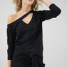 LNA Klane Long Sleeve Rib Top in Black - Estilo Boutique