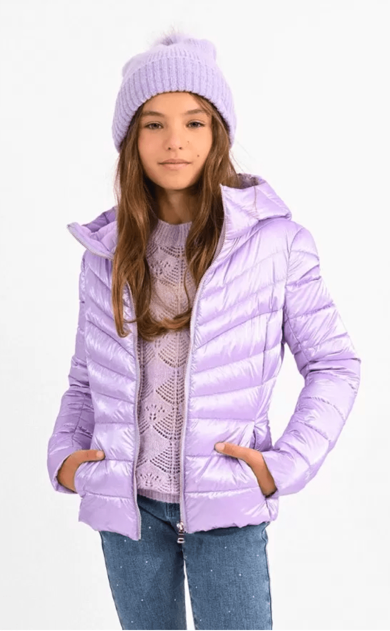 Molly Bracken Hooded Puffer Jacket in Purple - Estilo Boutique