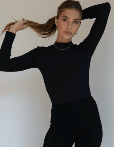 Monrow Long Sleeve Mock Neck Bodysuit - Estilo Boutique