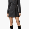 Moon River Pinstripe Pleated Blazer Mini Dress in Navy - Estilo Boutique
