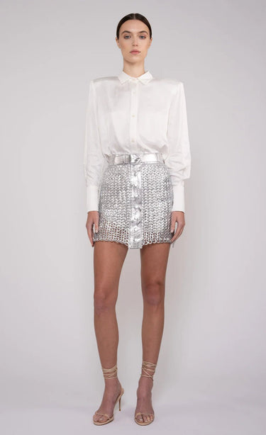 Nonchalant Knight Skirt in Silver - Estilo Boutique