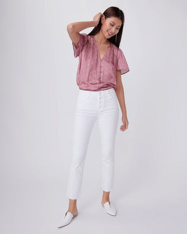 Paige Cindy Crop in Cool White Distressed - Estilo Boutique