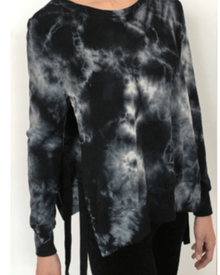 Pam & Gela Tea Stain Tie Dye Side Slit Sweatshirt - Estilo Boutique