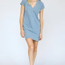 Perfect White Tee Alicia Mini Dress in Denim Blue - Estilo Boutique