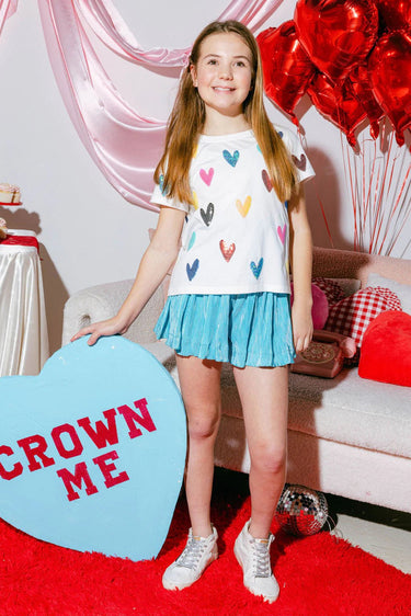 Queen Of Sparkles Heart This Tee in White - Estilo Boutique