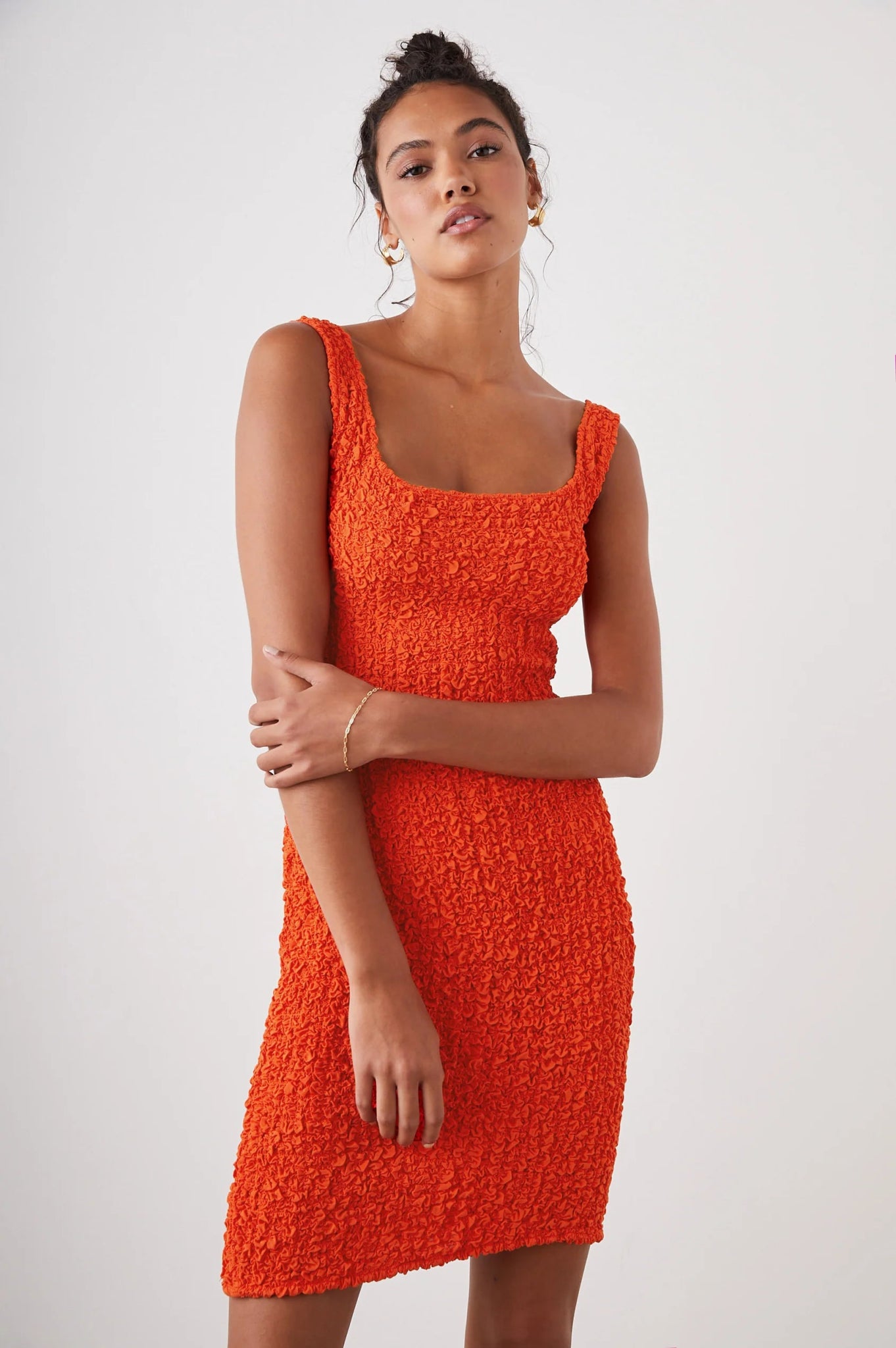 rails orange dress Rails Womens Chrissy Cotton Mini Fit & Flare Dress Orange XL