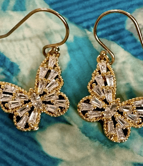 Ruby & Violet CZ Butterfly Earrings in Gold - Estilo Boutique