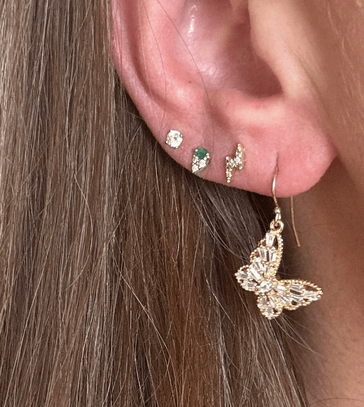 Ruby & Violet CZ Butterfly Earrings in Gold - Estilo Boutique
