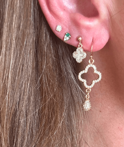 Ruby & Violet CZ Clover Teardrop Earrings - Estilo Boutique